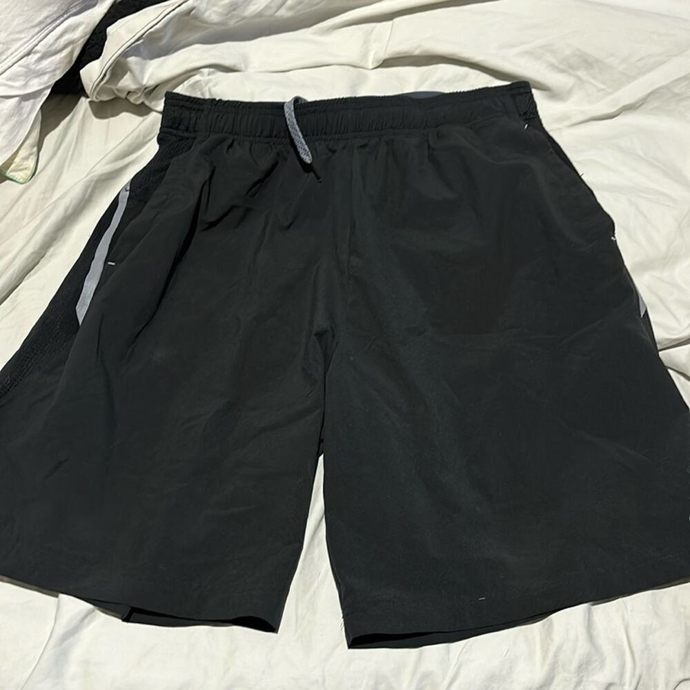adidas L black climalite drawstring closure grey reflective accents pockets euc